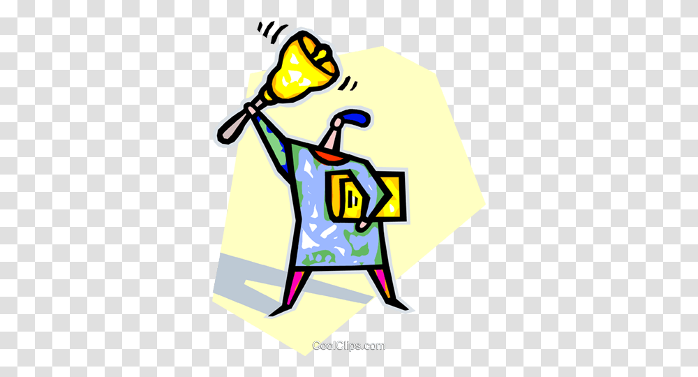 Teacher Ringing A School Bell Royalty Free Vector Clip Art, Leisure Activities, Performer, Number Transparent Png