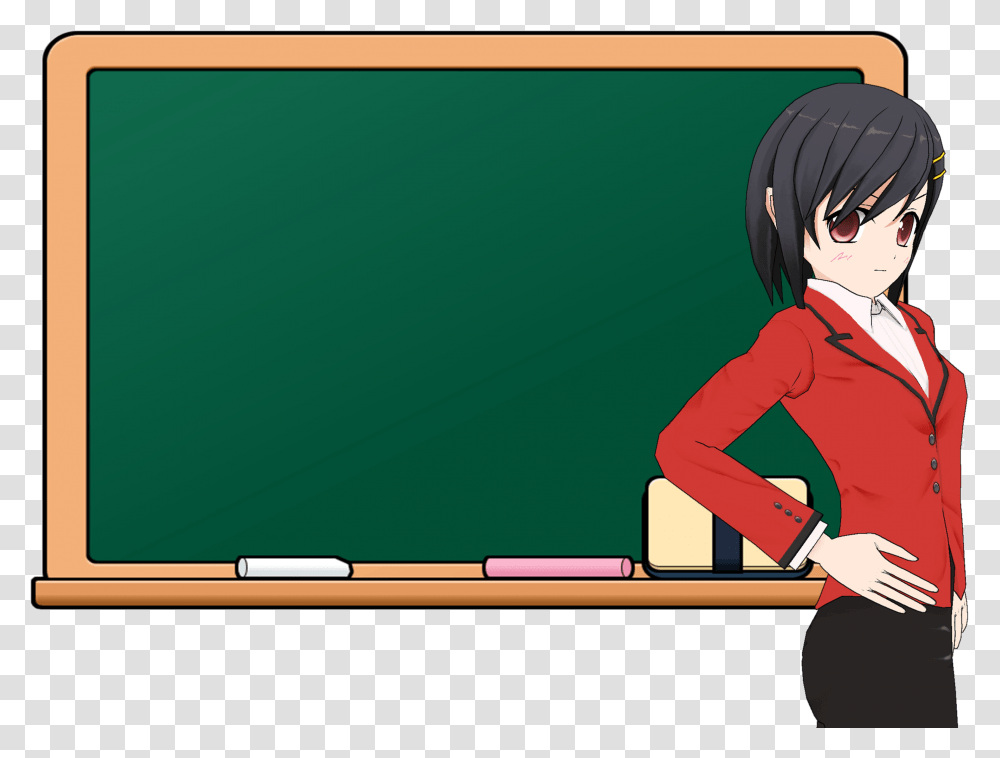 Teacher With Blackboard Anime, Person, Human, Table, Furniture Transparent Png