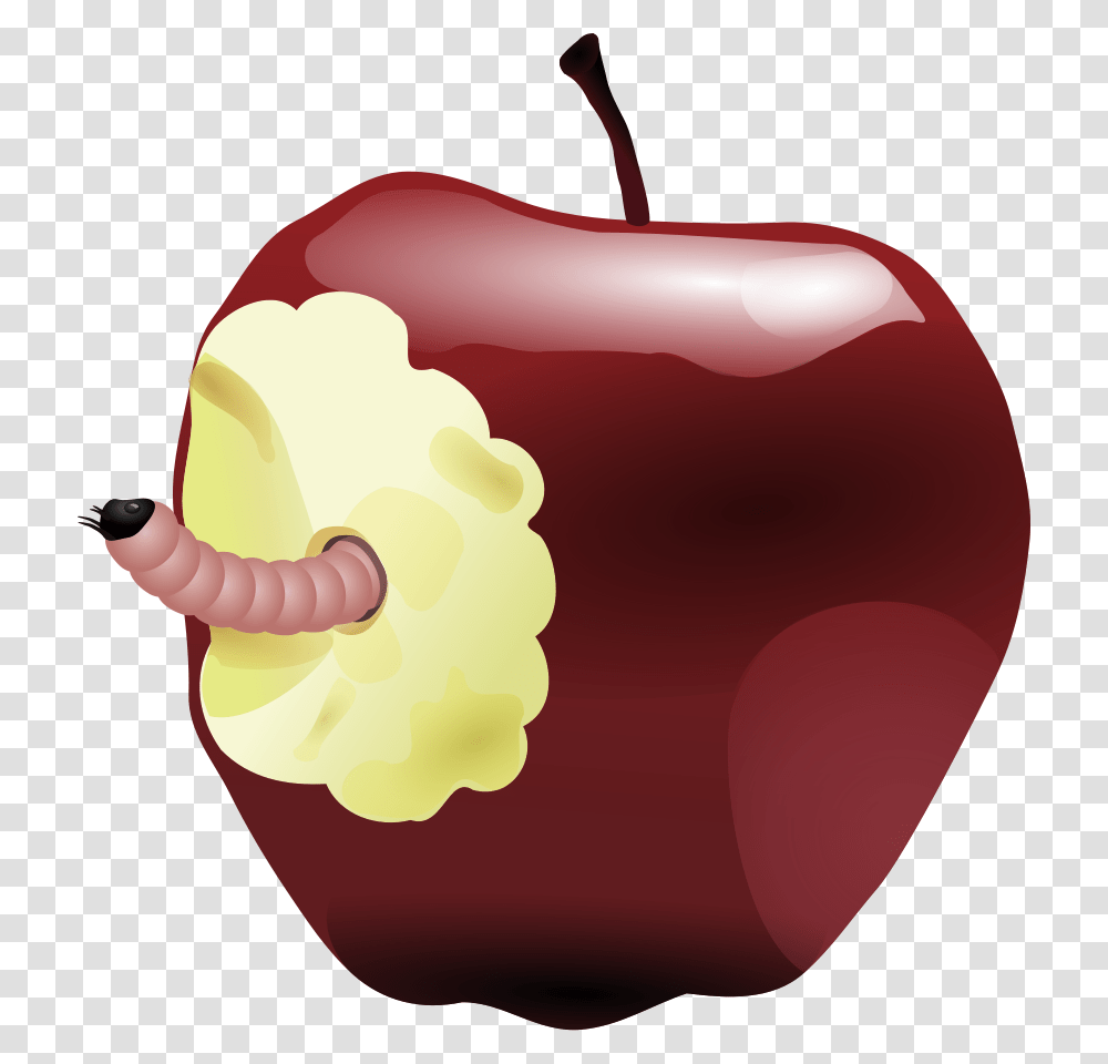 Teachers Apple Apple Bitten And Worm, Plant, Food, Fruit, Sweets Transparent Png