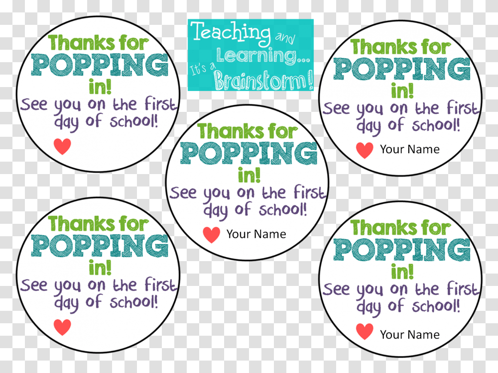 Teaching Amp Learningit's A Brainstorm Open House Treat Circle, Label, Word, Sticker Transparent Png
