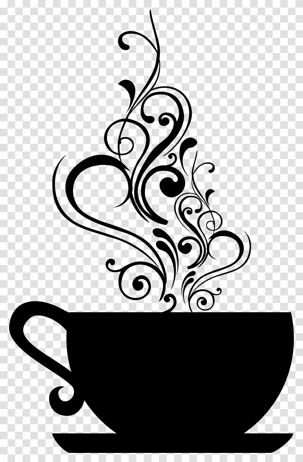 Teacup Clipart Black And White Tea Cup, Floral Design, Pattern, Pottery Transparent Png