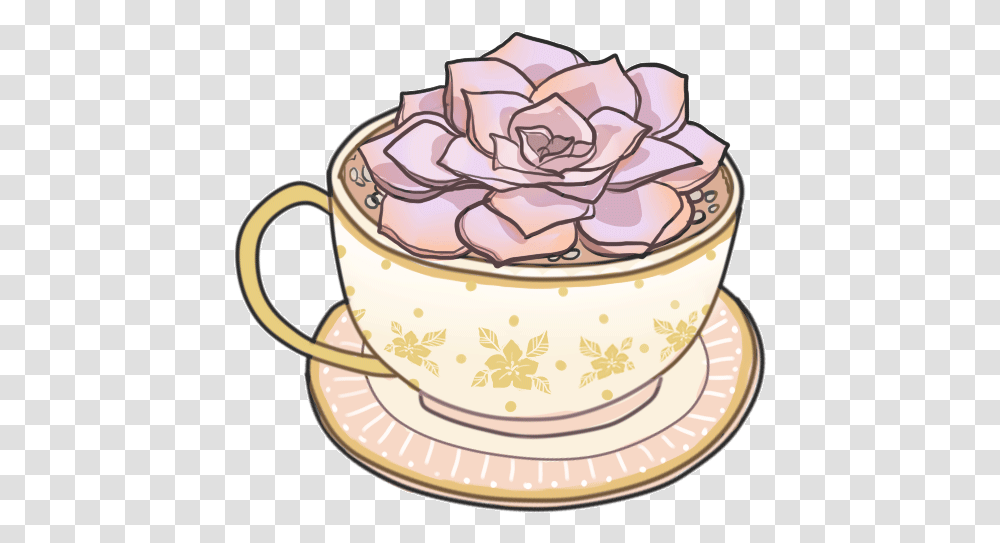 Teacup Drawing Aesthetic Tea Cup Gif, Saucer, Pottery, Birthday Cake, Dessert Transparent Png