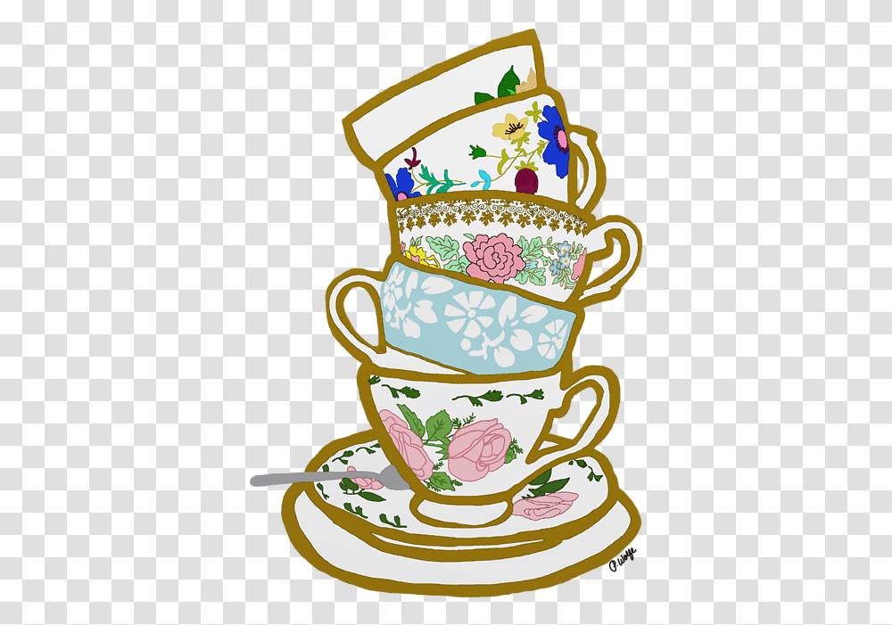 Teacup Drawing Clip Art Stack Of Tea Cups Clipart, Saucer, Pottery, Coffee Cup, Porcelain Transparent Png