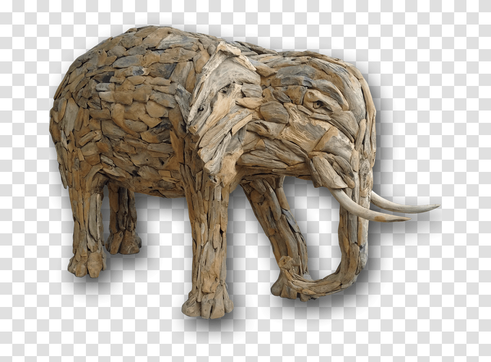 Teak Root Elephant Sculpture, Wood, Bronze, Mammal, Animal Transparent Png