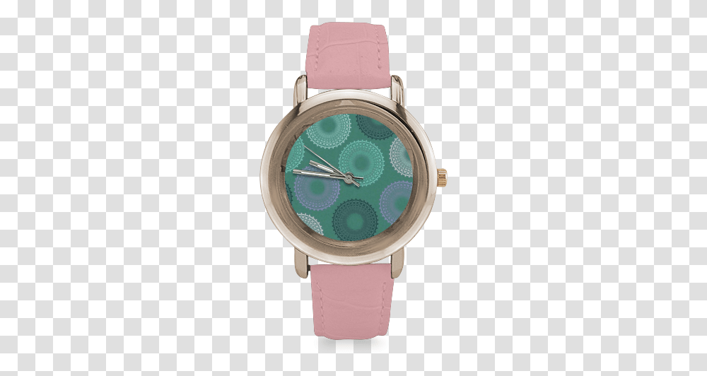 Teal Sea Foam Green Lace Doily Women's Rose Gold Leather Watch With Chihuahua, Wristwatch Transparent Png