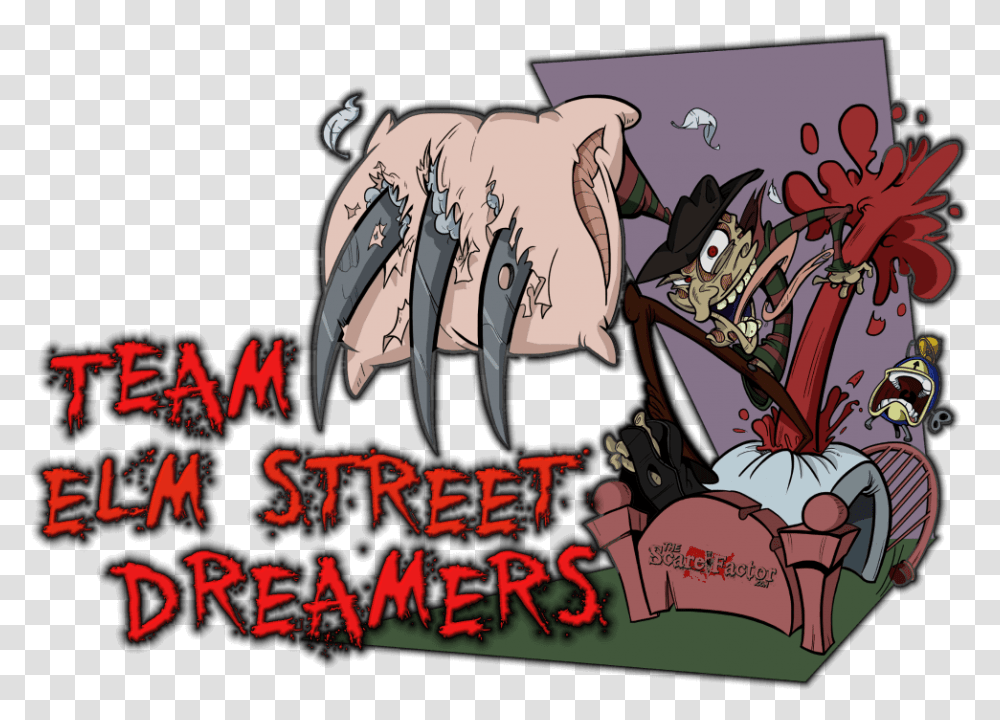 Team Elm Street Dreamers La California Halloween Haunted Elm Street Halloween Art, Poster, Advertisement, Hand, Book Transparent Png