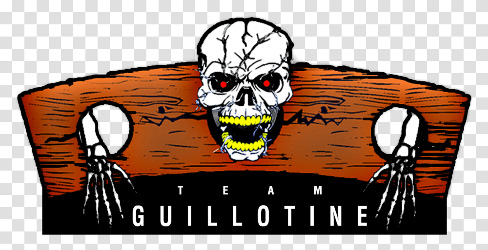 Team Guillotine Skull, Label, Text, Advertisement, Poster Transparent Png