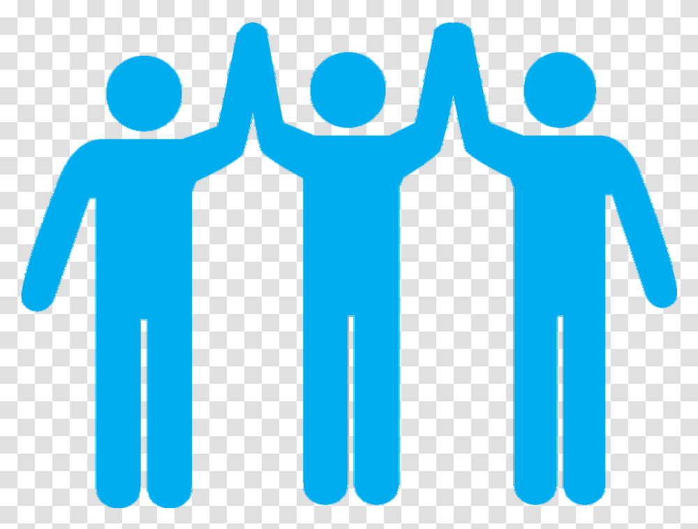 Team Holding Hands Stick Figure High Five, Word, Cutlery, Fence, Fork Transparent Png