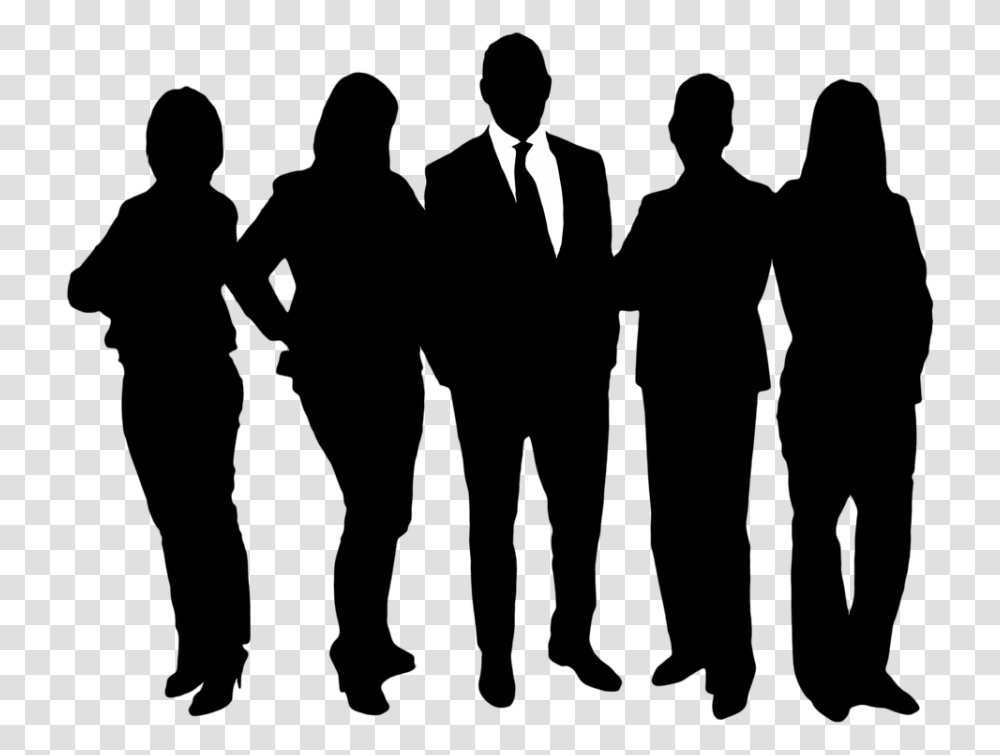 Team Silhouettes Corporate Human Group Office Employee Silhouette, Bird, Animal, Gray Transparent Png
