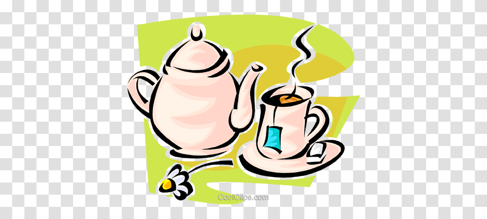 Teapot And Cup Of Tea Royalty Free Vector Clip Art Illustration, Pottery, Coffee Cup, Saucer, Beverage Transparent Png