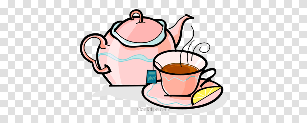 Teapot And Cup Of Tea Royalty Free Vector Clip Art Illustration, Pottery, Saucer, Beverage, Drink Transparent Png