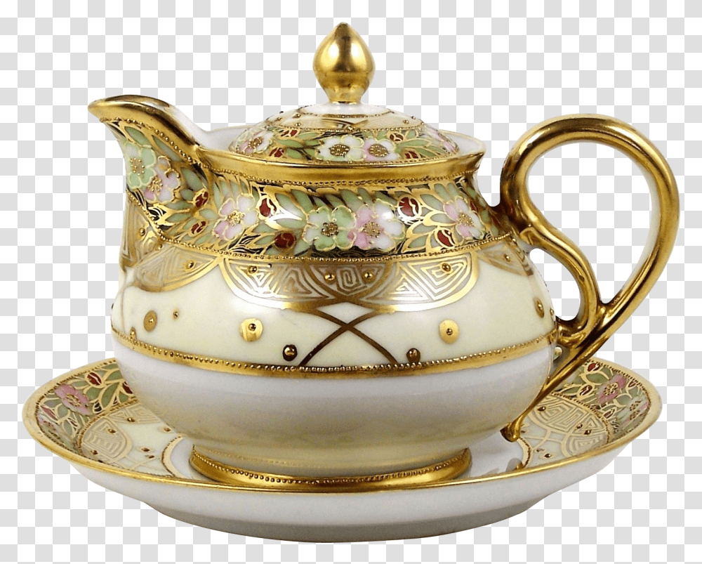 Teapot Download Image Brass, Porcelain, Pottery, Saucer Transparent Png