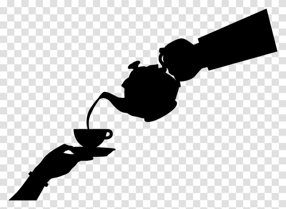 Teapot Tea Pouring Silhouette Hand Hot Boiling Pouring Tea, Gray, World Of Warcraft Transparent Png