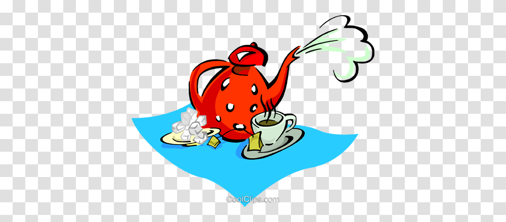 Teapot With Teacup Saucer And Sugar Royalty Free Vector Clip Art, Pottery, Coffee Cup, Beverage, Drink Transparent Png