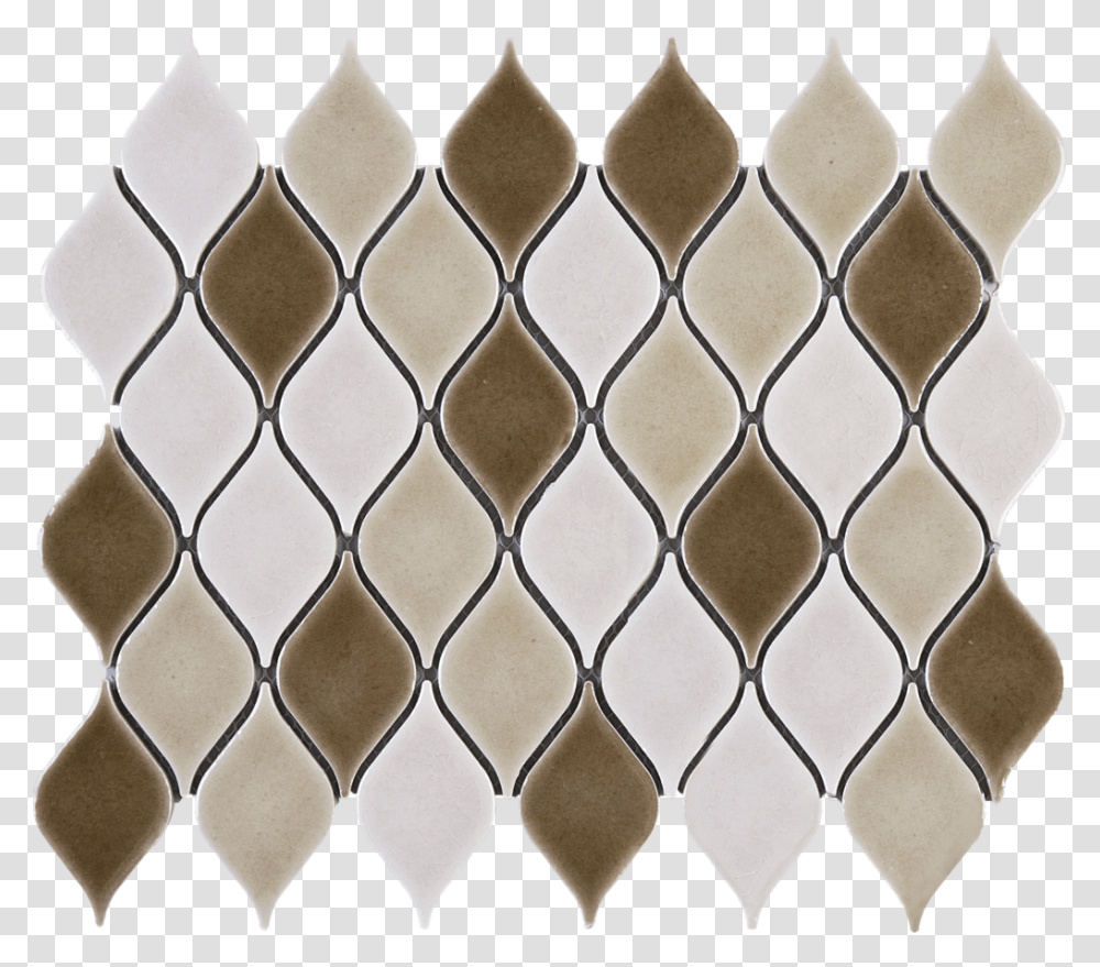 Tear Drop Pattern White And Brown Ceramic Mesh Mounted Tile, Rug, Texture Transparent Png