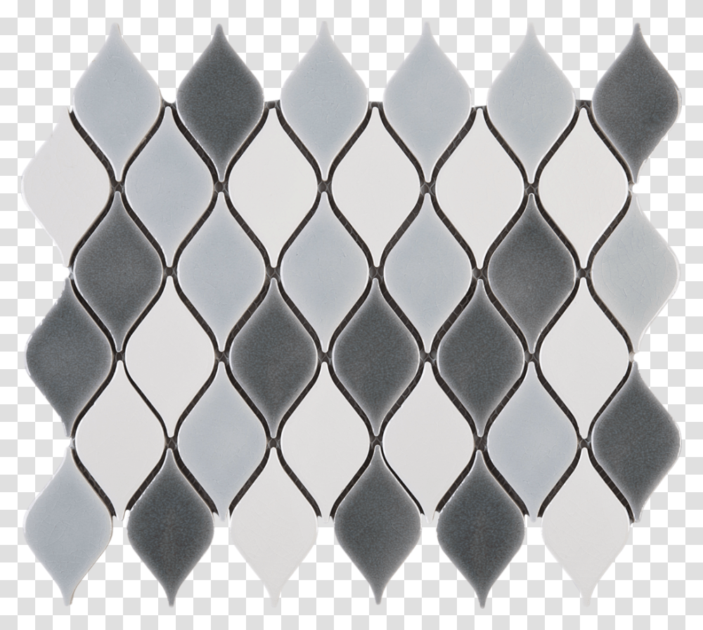 Tear Drop Pattern White And Grey Ceramic Mesh Mounted Teardrop Mosaic Tile, Rug, Fence, Aluminium Transparent Png