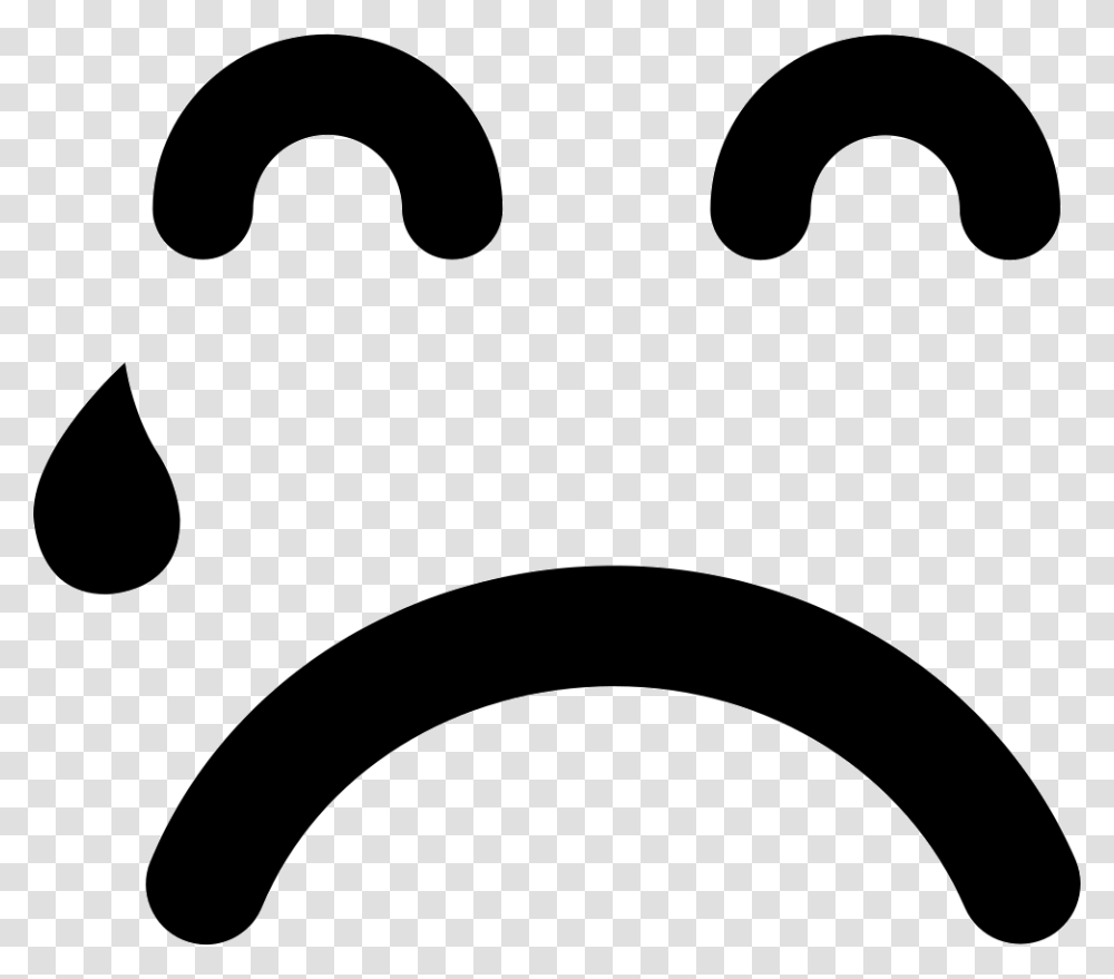 Teardrop Falling On Sad Emoticon Face Icon Free Download, Stencil, Sink Faucet, Mustache Transparent Png