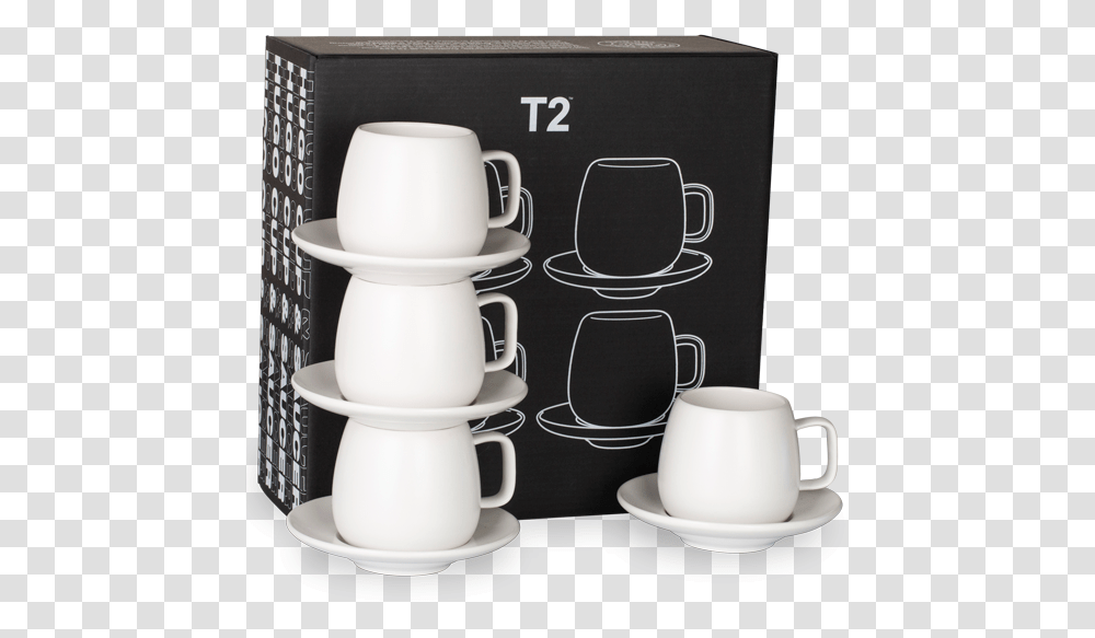 Teaset Hugo White Cup And Saucer 4 Pack T2 Tea, Coffee Cup, Pottery Transparent Png