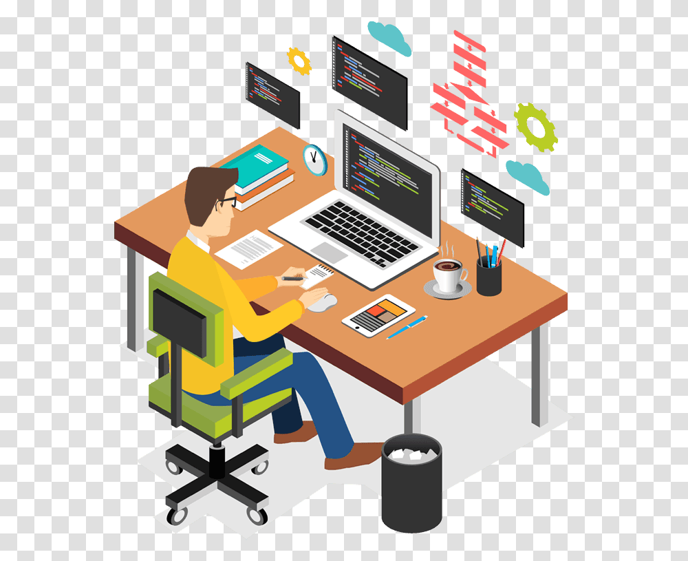 Technologies We Work With Illustration Computer Business, Furniture, Computer Keyboard, Computer Hardware, Electronics Transparent Png