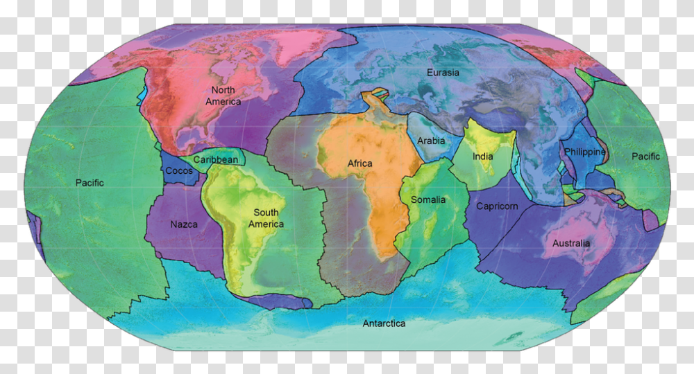 Tectonic Plates Labelled, Plot, Map, Diagram, Atlas Transparent Png