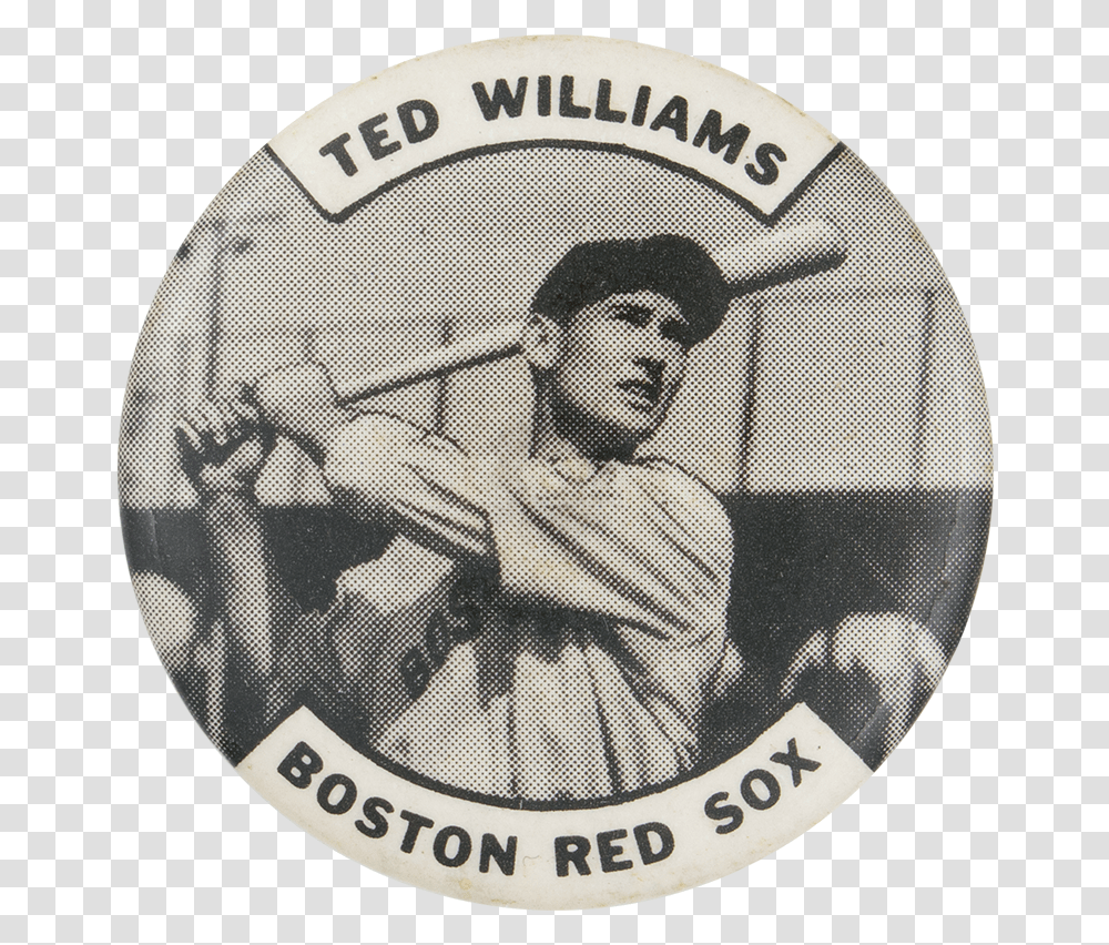 Ted Williams Boston Red Sox Sports Button Museum Ted Williams Boston Red Sox Button, Helmet, Label, Person Transparent Png