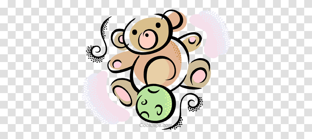 Teddy Bear And Ball Royalty Free Vector Clip Art Illustration, Drawing, Doodle Transparent Png
