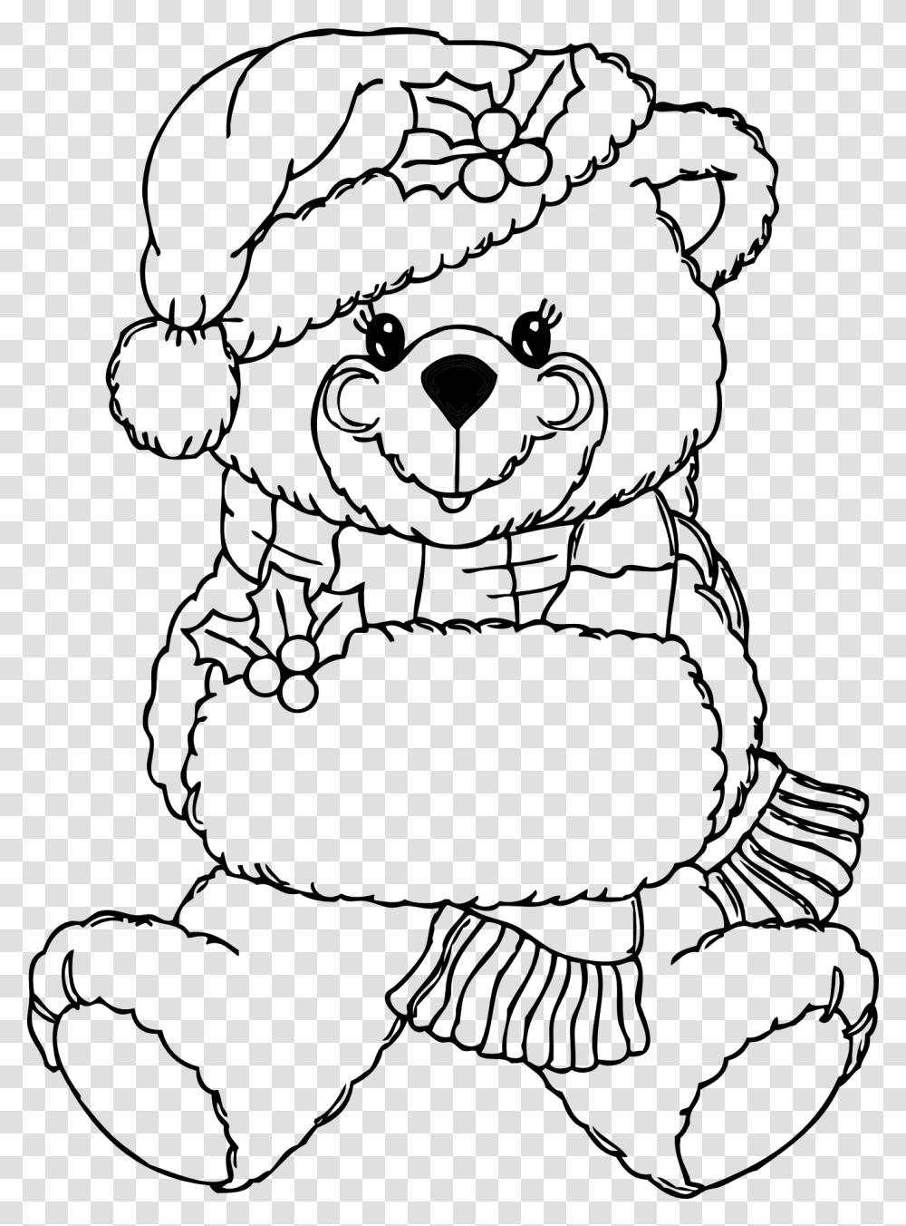 Teddy Bear Black And White Christmas Clipart Black Christmas Bear Clipart Black And White Transparent Png