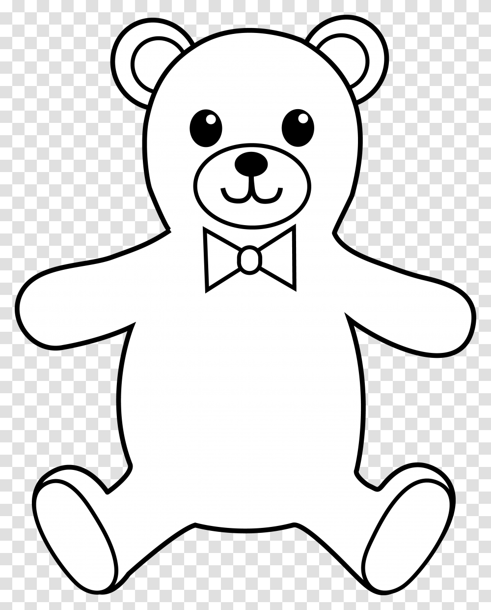 Teddy Bear Black And White Clipart, Drawing, Stencil, Sculpture, Pet Transparent Png