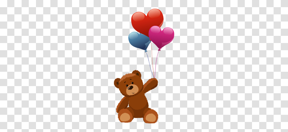 Teddy Bear Holding Heart Balloons Whimsical, Toy Transparent Png
