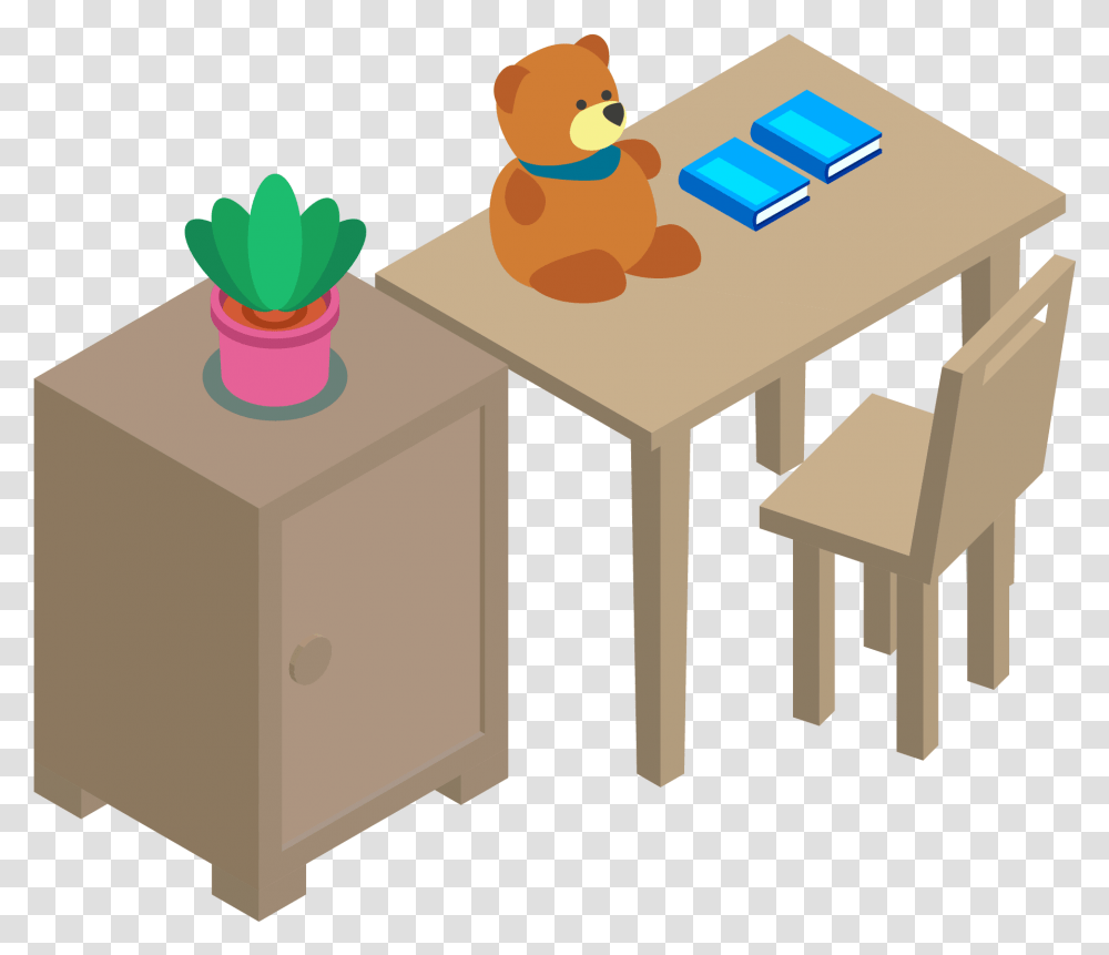 Teddy Bear On The Table Clipart, Furniture, Dining Table, Tabletop, Coffee Table Transparent Png