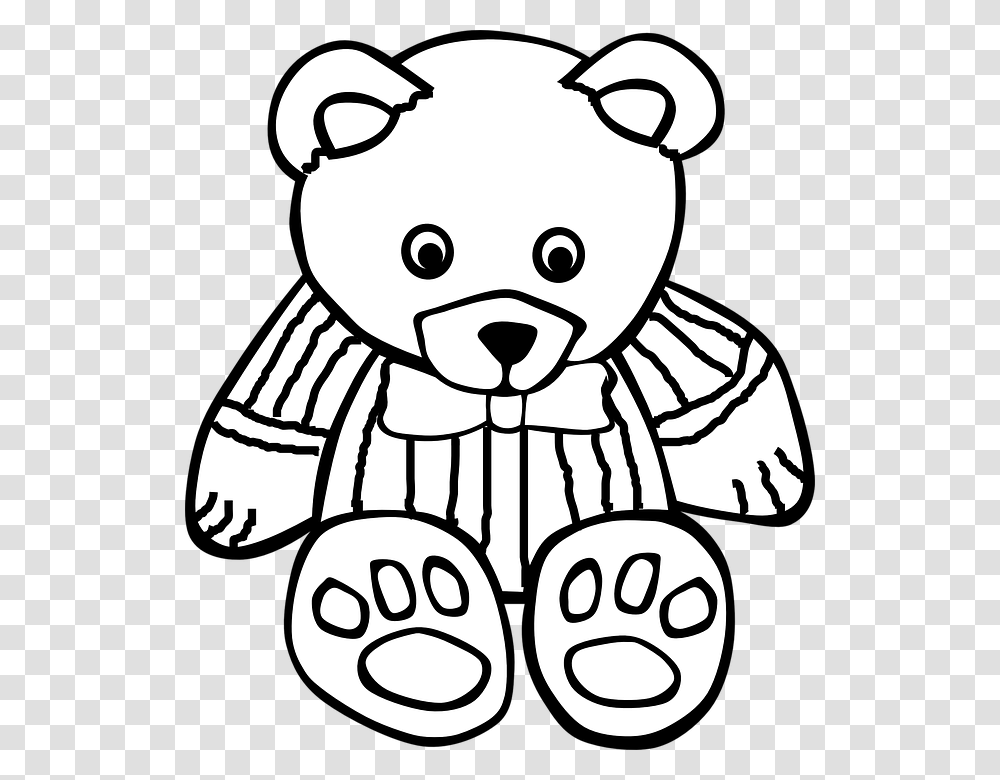 Teddy Bear Teddy Bear Toy Cute Outline Animal Clip Art Black And White, Stencil, Plush, Rattle Transparent Png
