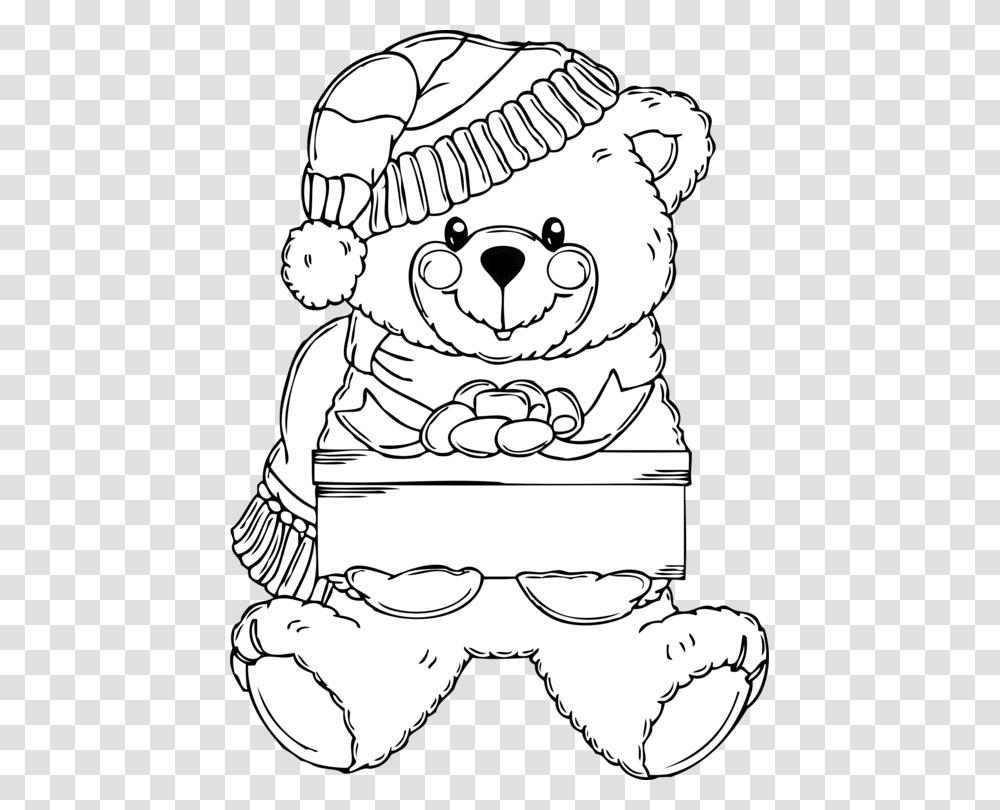 Teddy Bearartcarnivoran Coloring Christmas Clipart Black And White, Glasses, Accessories, Accessory, Book Transparent Png