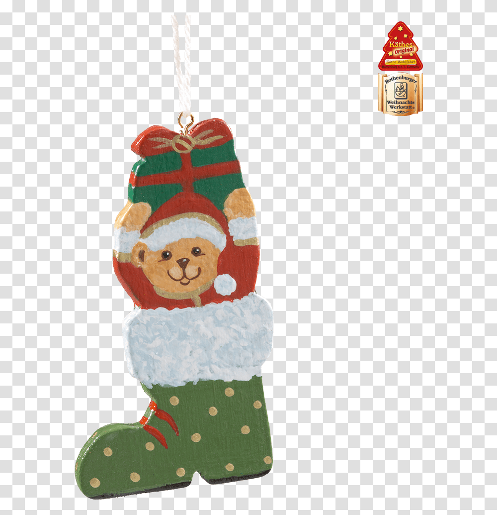 Teddy In Christmas Boot Green Christmas Ornament, Snowman, Winter, Outdoors, Nature Transparent Png