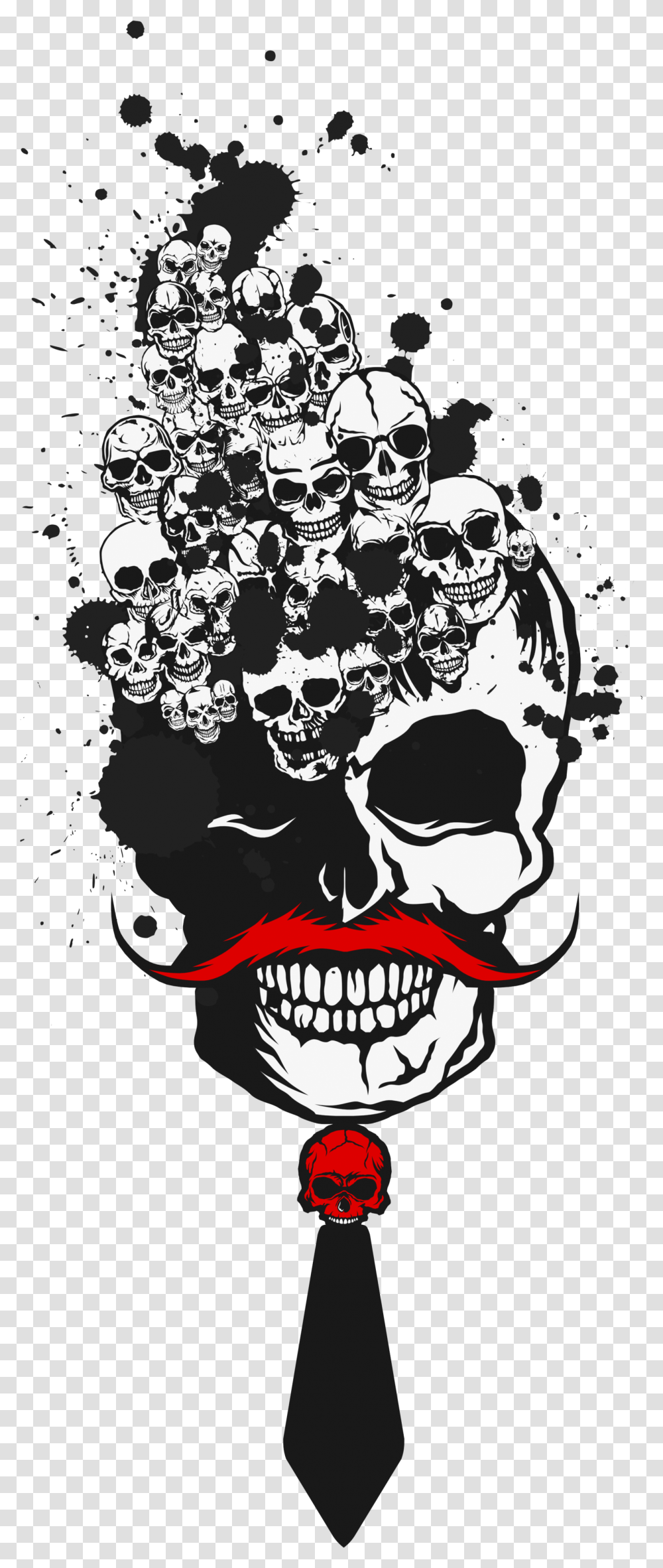 Tee Shirt Tete De Mort Hipster Crane Skull Moustache Illustration, Head, Stencil Transparent Png