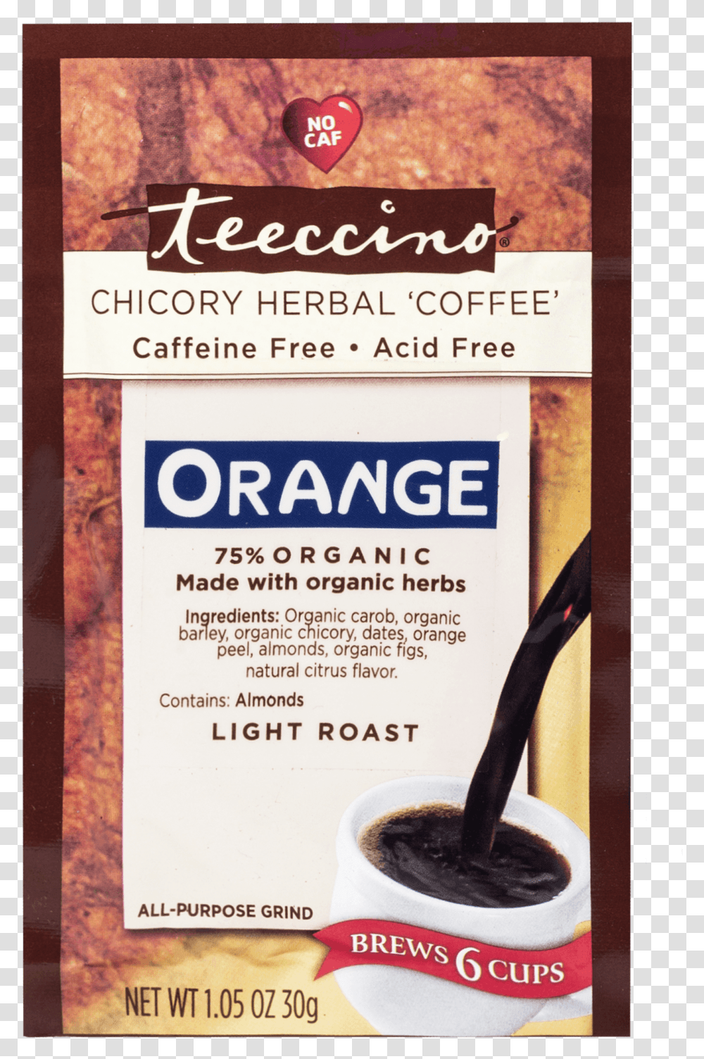Teeccino Herbal Coffee Hazelnut, Chocolate, Dessert, Food, Beverage Transparent Png