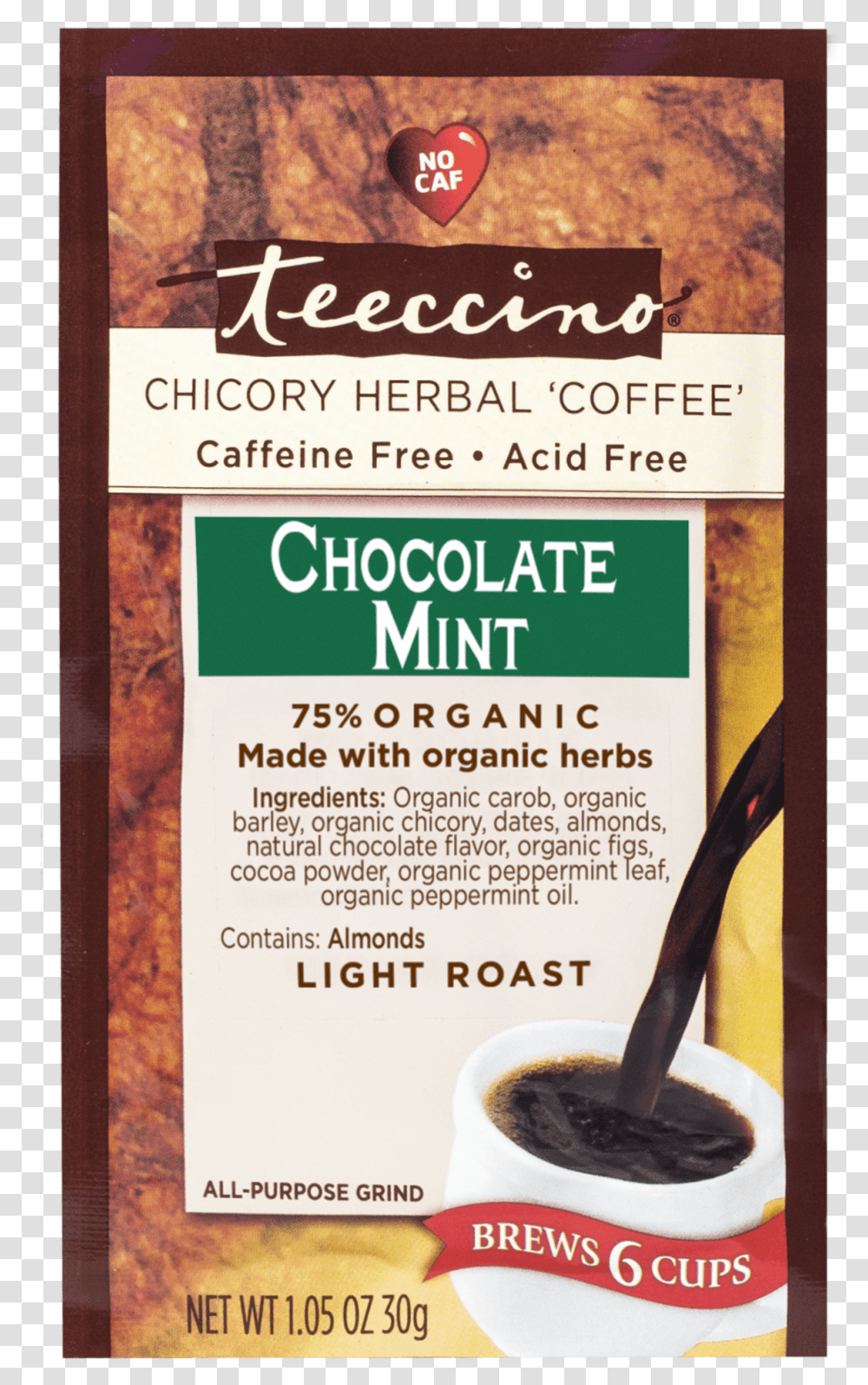 Teeccino Herbal Coffee Hazelnut, Food, Plant, Beverage, Dessert Transparent Png