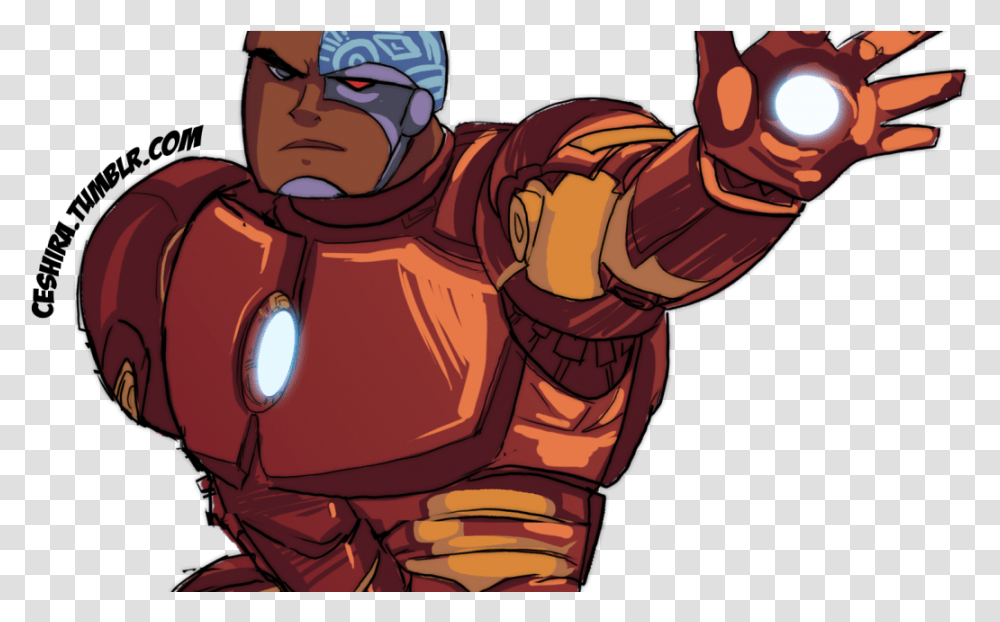 Teen Titans Avengers Crossover Cyborg As Iron Man Cyborg Teen Titans Iron Man, Hand, Person, Human, Fist Transparent Png