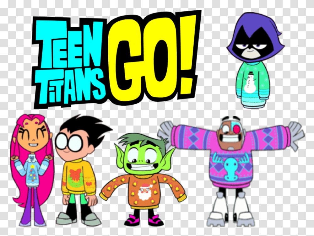 Teen Titans Clipart Teen Titan Go Christmas, Label, Text, Graphics, Poster Transparent Png