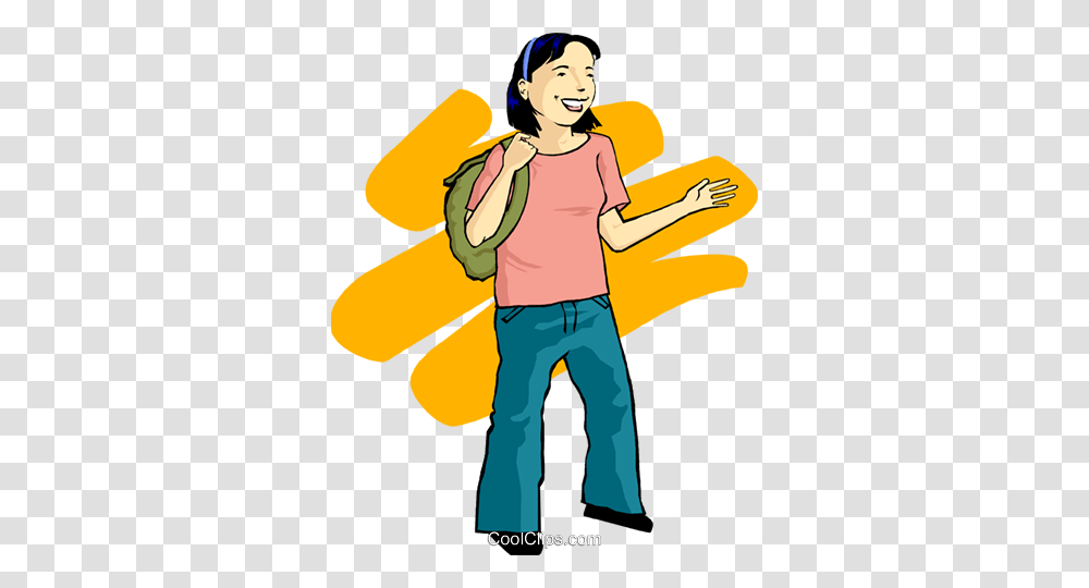 Teenage Girl Royalty Free Vector Clip Art Illustration, Person, Female, Pants Transparent Png