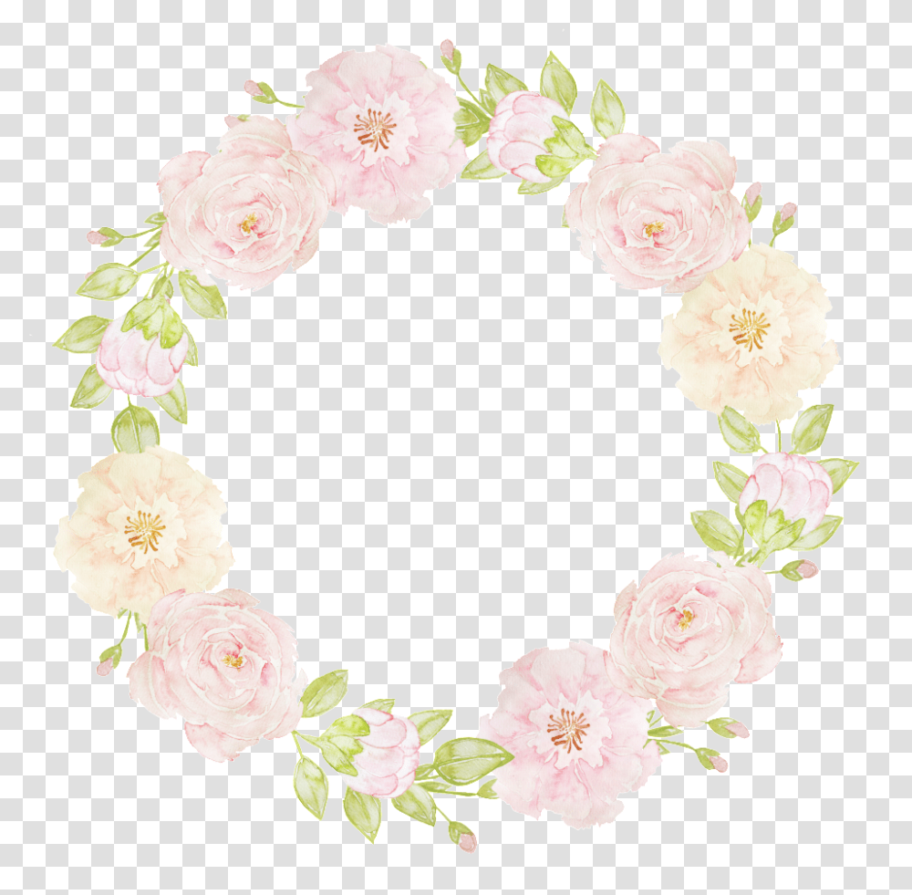 Teenage Heart Pink Flowers Hand Drawn Wreath Decorative Garden Roses, Floral Design, Pattern, Plant Transparent Png