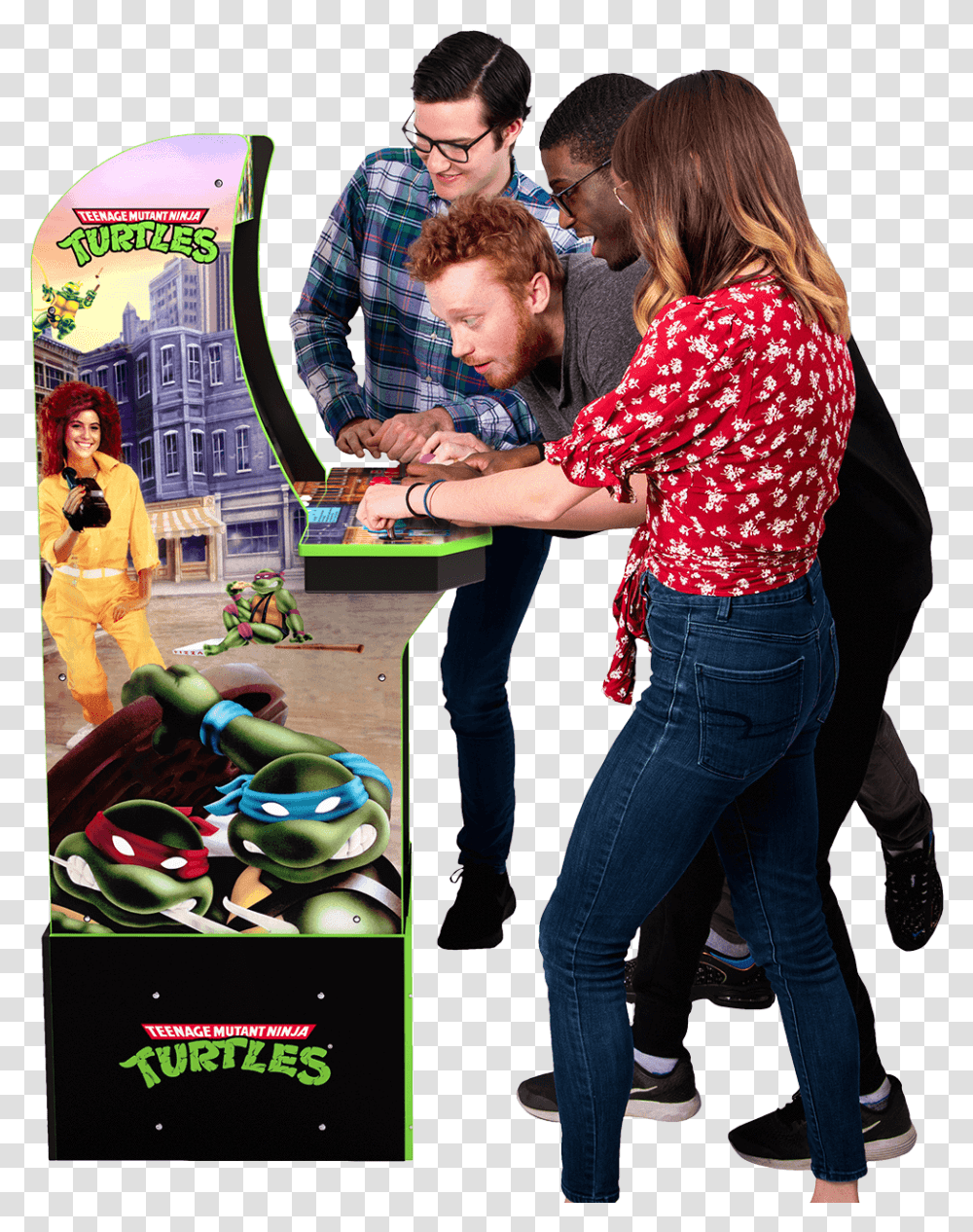 Teenage Mutant Ninja Turtles Arcade Cabinet Arcade1up Tmnt Arcade 1 Up, Person, Poster, Advertisement, Clothing Transparent Png
