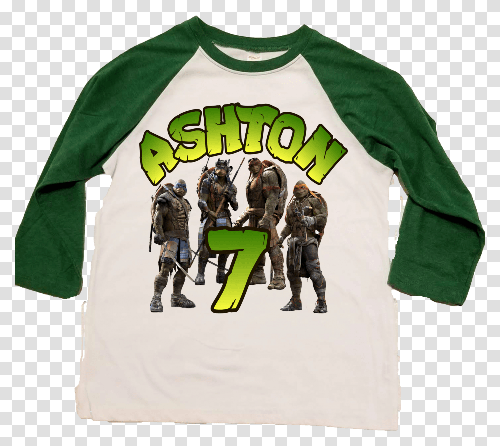 Teenage Mutant Ninja Turtles Green Raglan Long Sleeved T Shirt, Apparel, Person, Sweatshirt Transparent Png