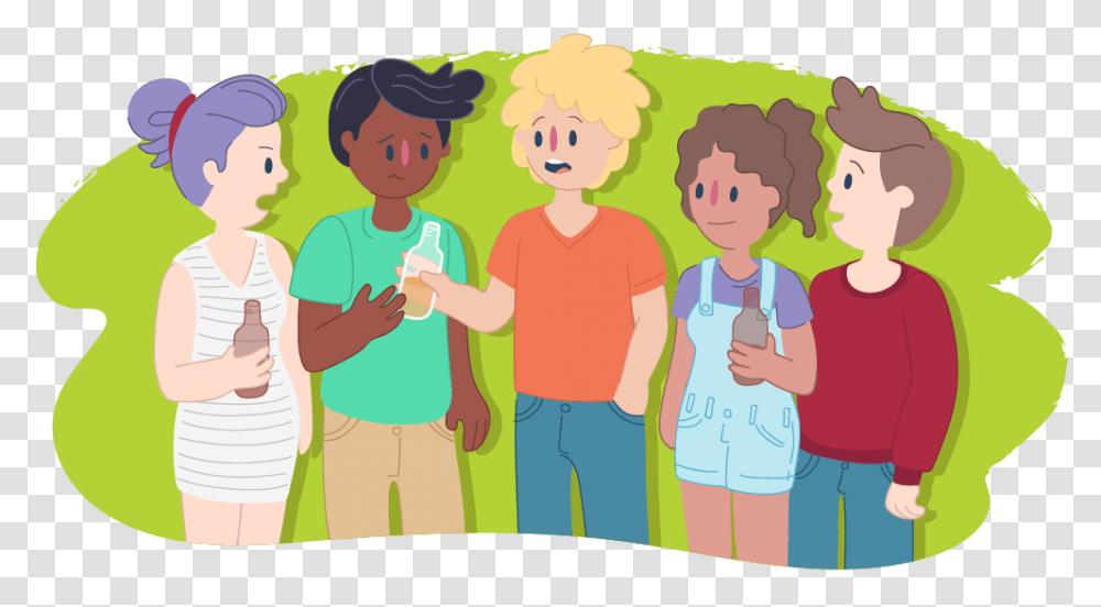 Teenager Being Pressured By His Friends To Have A Drink Teenagers Drinking Alcohol Cartoon, Person, People, Female, Family Transparent Png