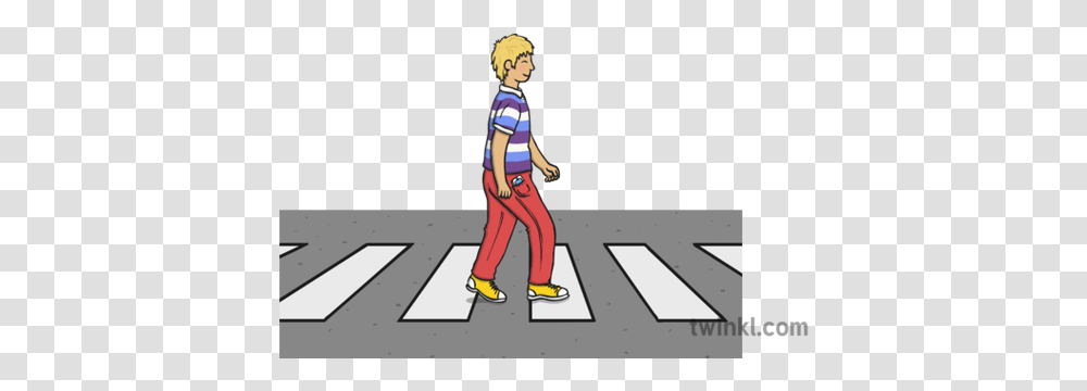 Teenager Crossing Road With Phone In Pocket Illustration Cartoon, Tarmac, Asphalt, Person, Human Transparent Png
