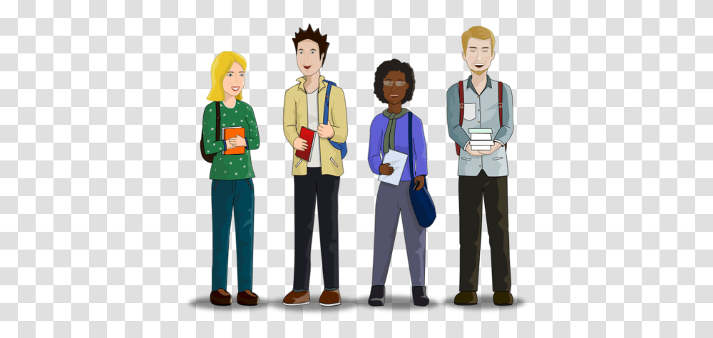 Teens Animated College Student, Person, Sleeve, Long Sleeve Transparent Png