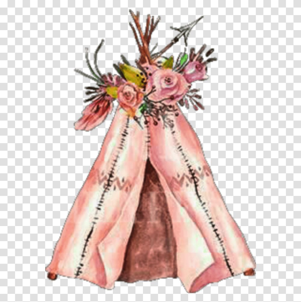 Teepee Tent Boho Woodland Baby Shower Flowers, Figurine, Apparel, Person Transparent Png