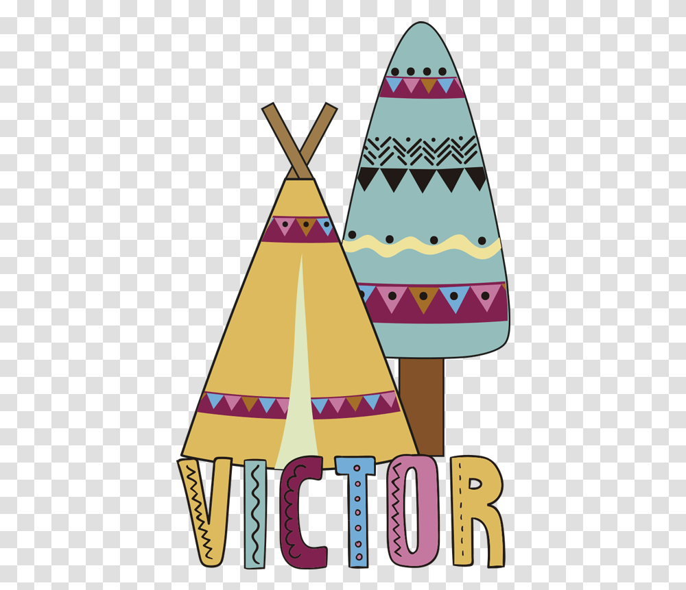 Teepee With Your Text Childrens Bedroom Wall Sticker Illustration, Clothing, Apparel, Party Hat, Cone Transparent Png
