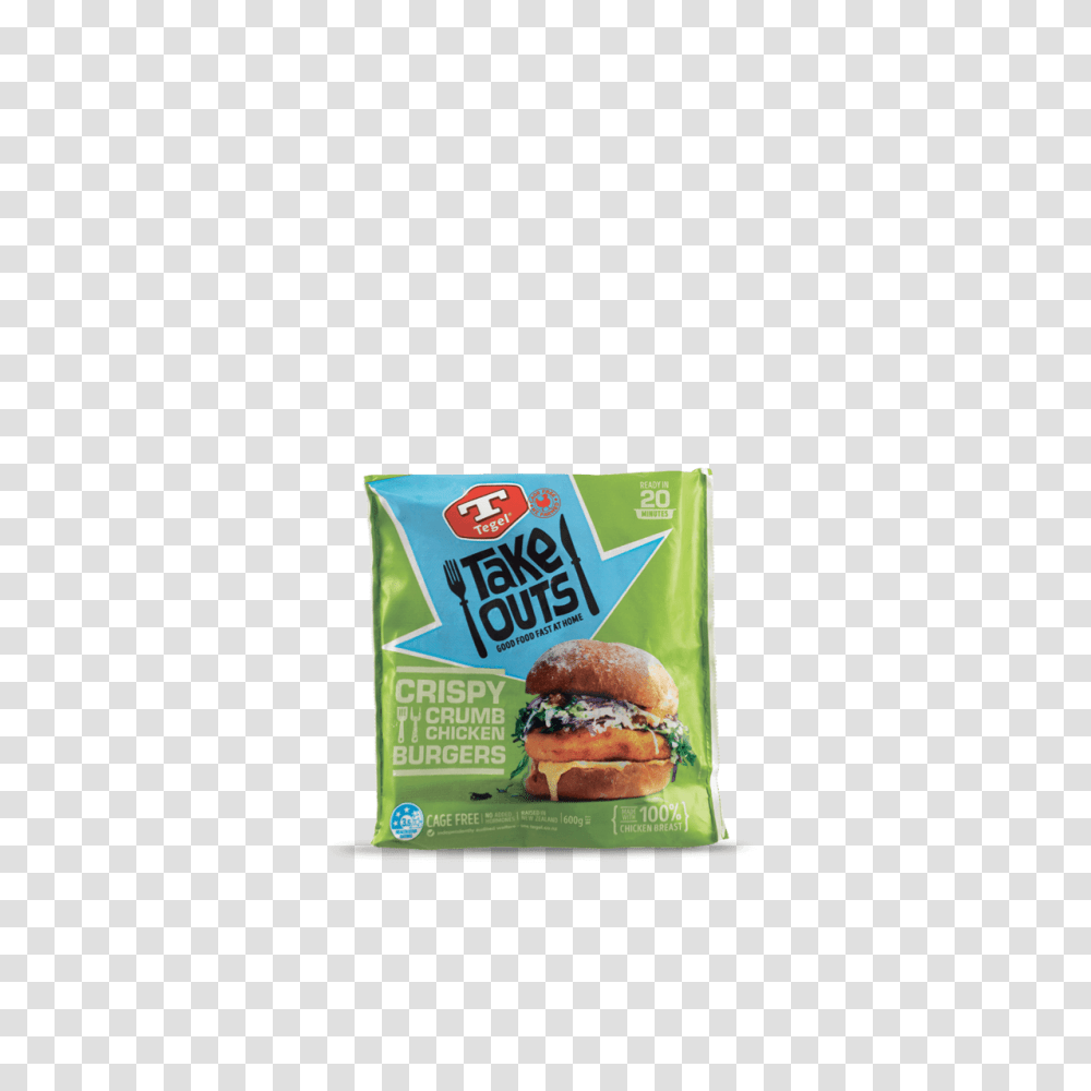 Tegel Take Outs Crispy Crumb Chicken Burgers, Food, Advertisement, Sandwich Transparent Png