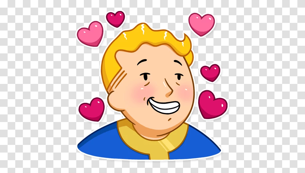 Telegram Sticker 22 From Collection Fallout Vault Boy Vault Boy Love, Face, Heart, Cupid Transparent Png