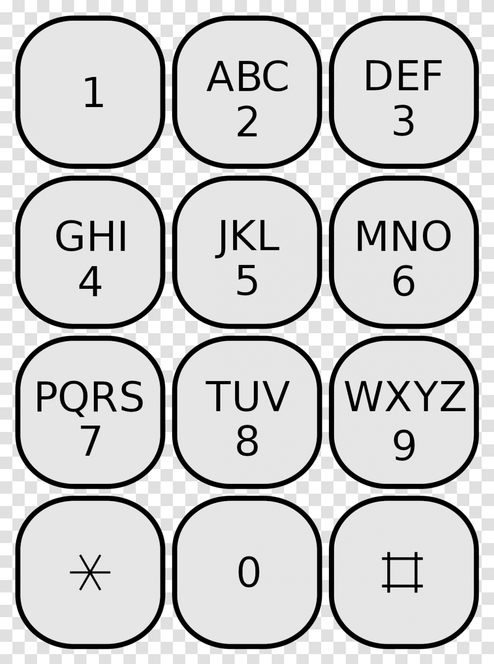 Telephone Keypad, Number, Alphabet Transparent Png